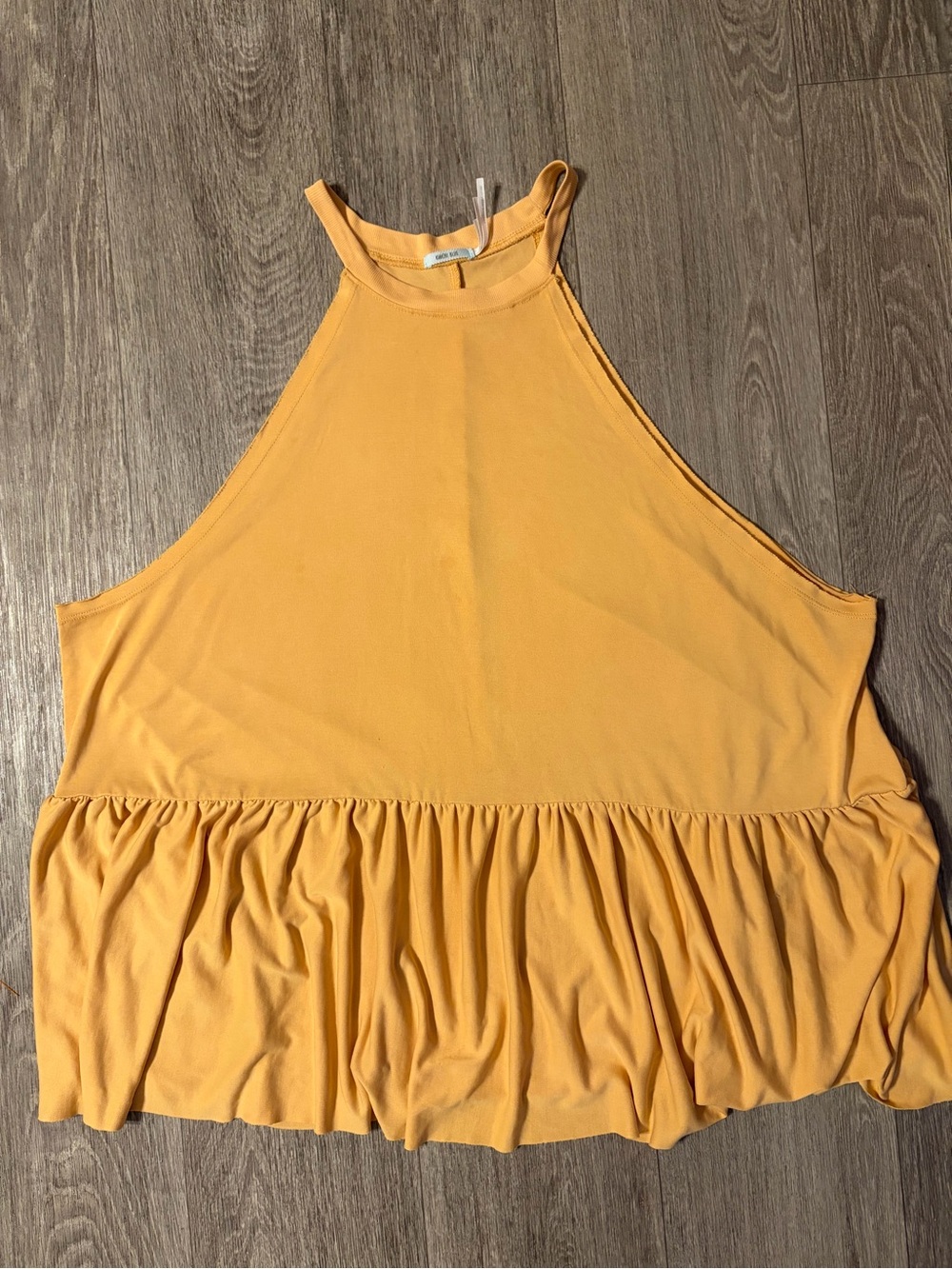 Kimchi Blue Mustard Yellow Halter Peplum Tank Top Women’s Large Flowy Sleeveless